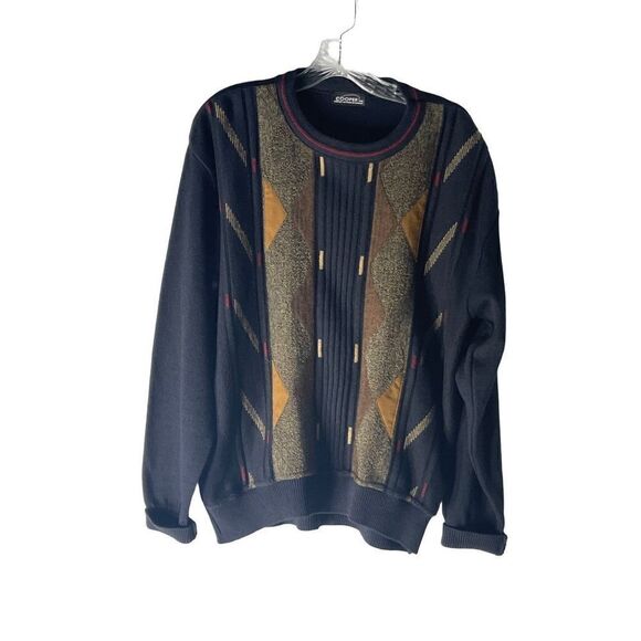 Cooper Wool Blend Geometric Pattern Pullover Crewneck Sweater Men’s Medium - Picture 4 of 5